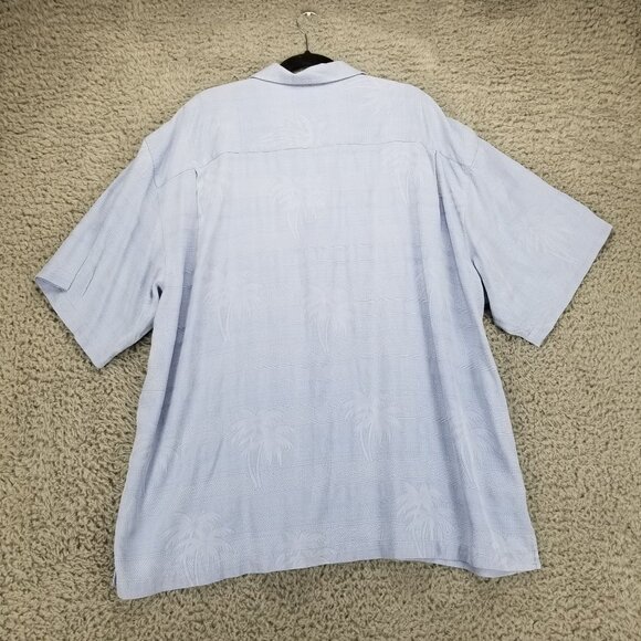 Tommy Bahama Shirt Mens XXL Light Blue 100% Silk Button Tropical - Picture 8 of 8